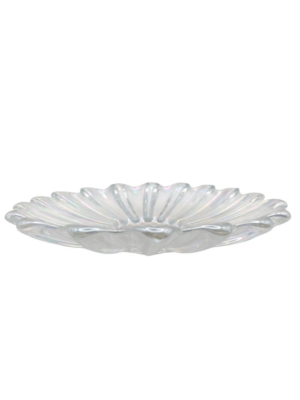 Federal Glass Platter Bowl Celestial Clear Iridescent Starburst 9" MCM Vintage